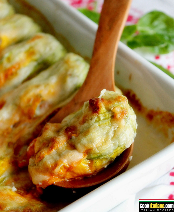 Lombard style stuffed zucchini flowers