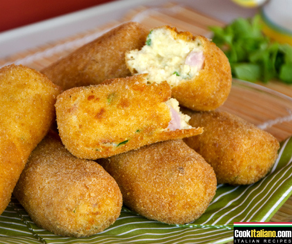 Potato croquettes with ham and fontina - Italian recipe on CookItaliano.com