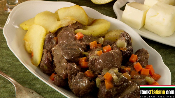 Wild boar with apples