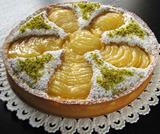 Pears tart with almonds custard